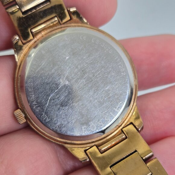 Fossil Women's Jesse Rose Gold-Tone Stainless Steel Bracelet Watch 34mm ES3020 - Picture 12 of 15